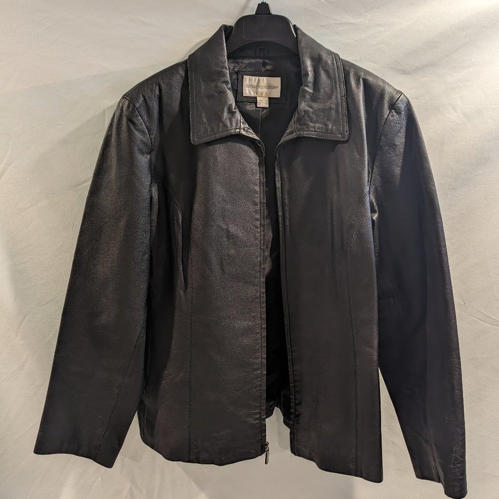 Women's XL Worthington Black Genuine Leather Jacket